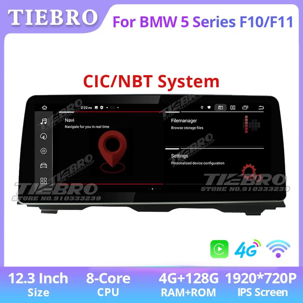 

TIEBRO 12.3'' 1920*720P For BMW 5 Series F10 F11 2010-2016 CIC NBT System Car Radio Android11 Carplay Auto Multimedia Player GPS