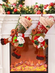 Large Long-legged Santa Claus Snowman Riding A Deer Big Socks Children's Christmas Gift Apple Bag Decoration Children's Gift Toy