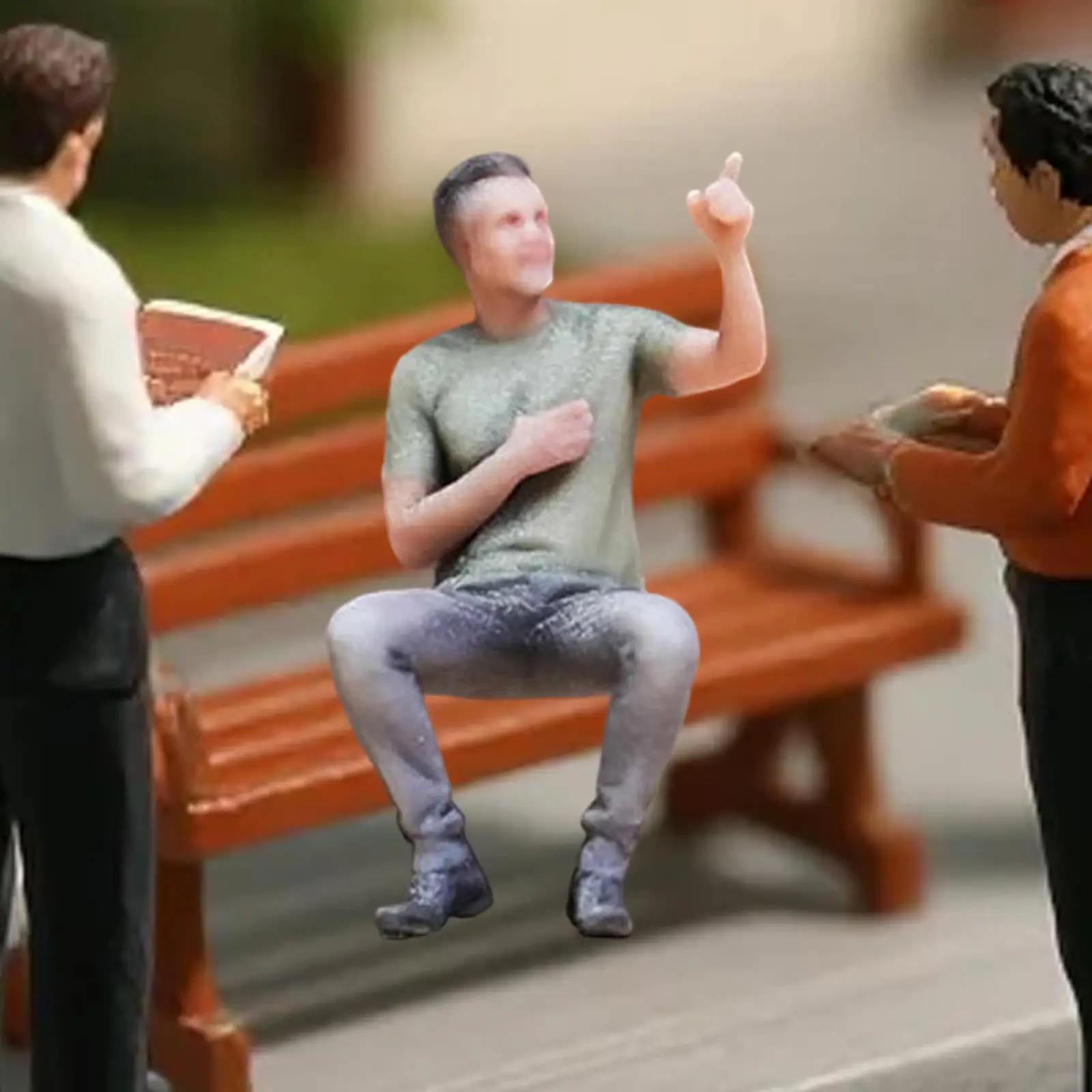 1/64 Miniature Sitting Male Figure,Scene Props Mini Painted Realistic for Model Trains Architectural Accessories Layout Ornament