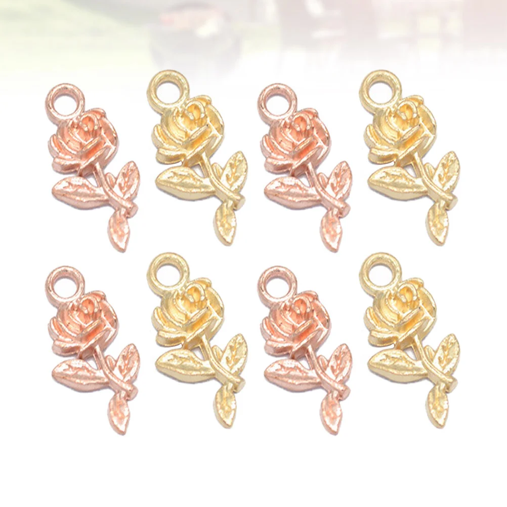 

100pcs Alloy Charms Pendants Rose Shape DIY Pendants for Bracelet Necklace Making (Golden and Rose Gold)