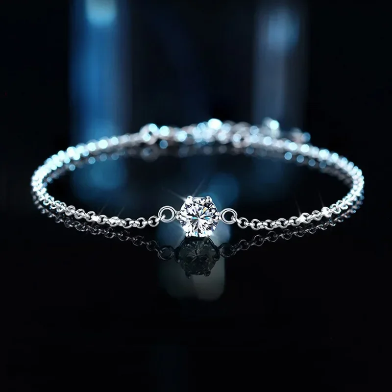 Luxury pt950 Platinum Real 1 Carat Moissanite Diamond Anklet Bracelet For Women Sparkling Fine Jewelry Valentine Gifts