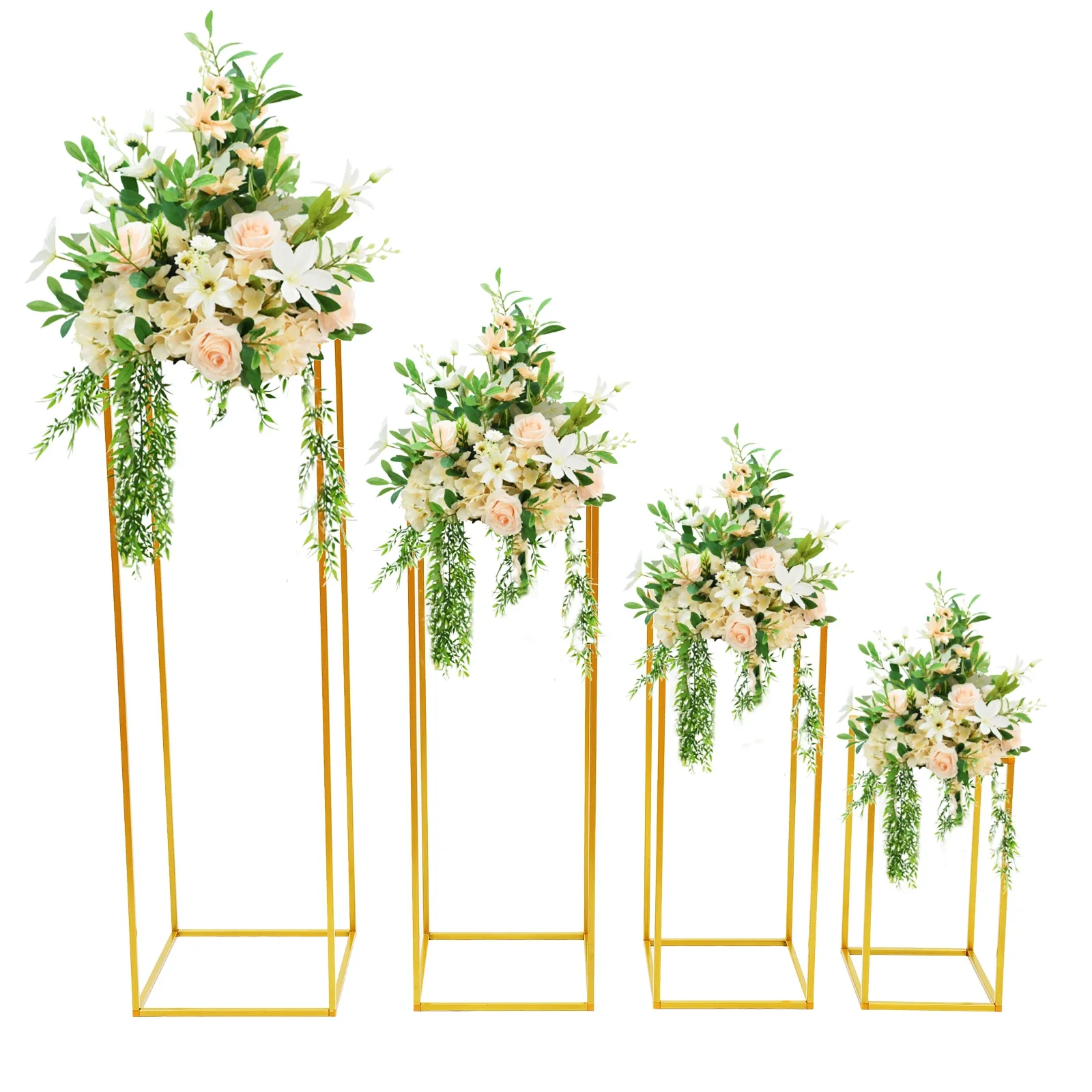 

4pcs Gold Wedding Stand Flower Rack Romantic Centerpieces Vase For Table 40cm 60cm 80cm 100cm