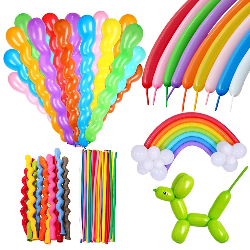 50/100 stücke Ballon Lange Streifen Spirale Stil Farbe Latex Sammeln Party Geburtstag Hochzeit Dekoration Ballon Design Inflator TMZ – Detail 3