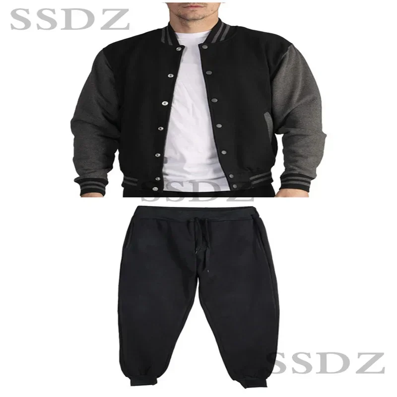 2025 خريف/شتاء جديد للرجال موضة الوقوف طوق زر البيسبول سترة مجموعة عادية مريحة للتنفس سترة رياضية مجموعة