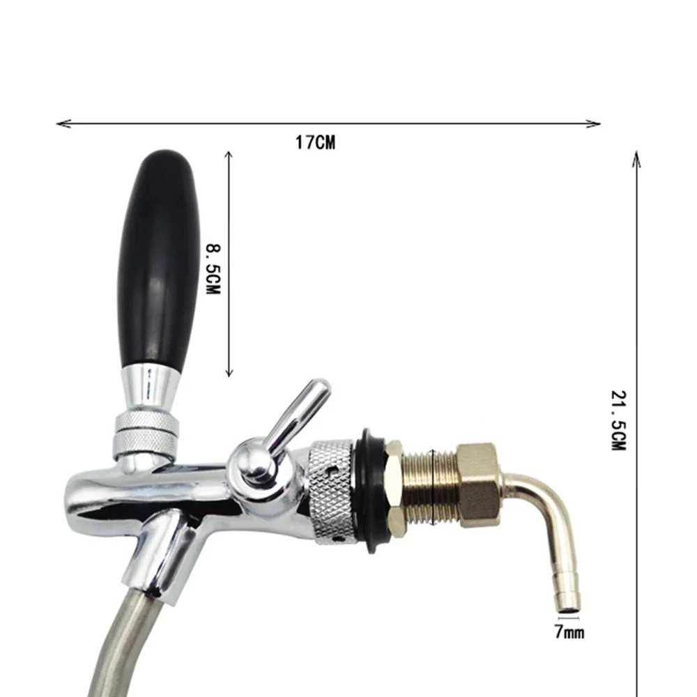 Draft Beer Machine Beer Tap Faucet with Flow Control Switch G5/8 Thread Adjustable Liquor Flow & Bubbles Amount for Home Brewing