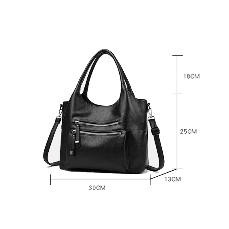 Soft Leather Tote Bag 3 Main Compartments Dual Front Pocket Large Capacity Shoulder Crossbody Handbag for Work Commute Daily Use