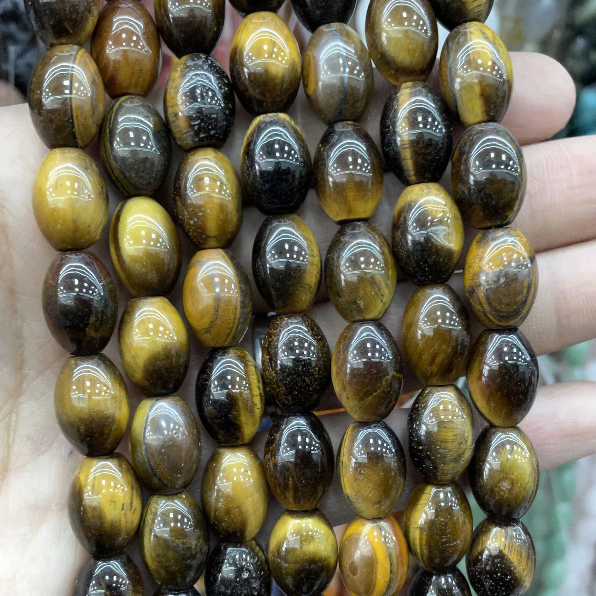 10*14MM Natural Stone Rice Shape Agates Quartz Aventurine Loose Spacer Beads For Jewelry Making DIY Bracelet Necklace Accessorie