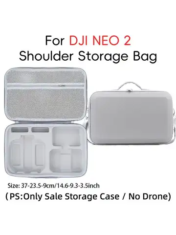 DJI Neo 2용 대용량 보관 가방 플라이 모어 콤보 보관 케이스에는 휴대가 간편한 어깨끈이 포함되어 있습니다. 블랙/그레이