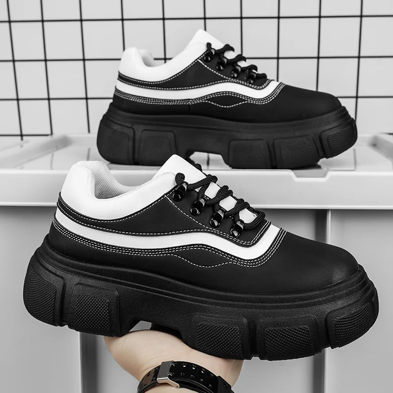 

Повседневная мужская обувь, дышащие сетчатые мужские кроссовки на массивном каблуке, мужская обувь на платформе, осенняя модная вулканизированная обувь для фитнеса