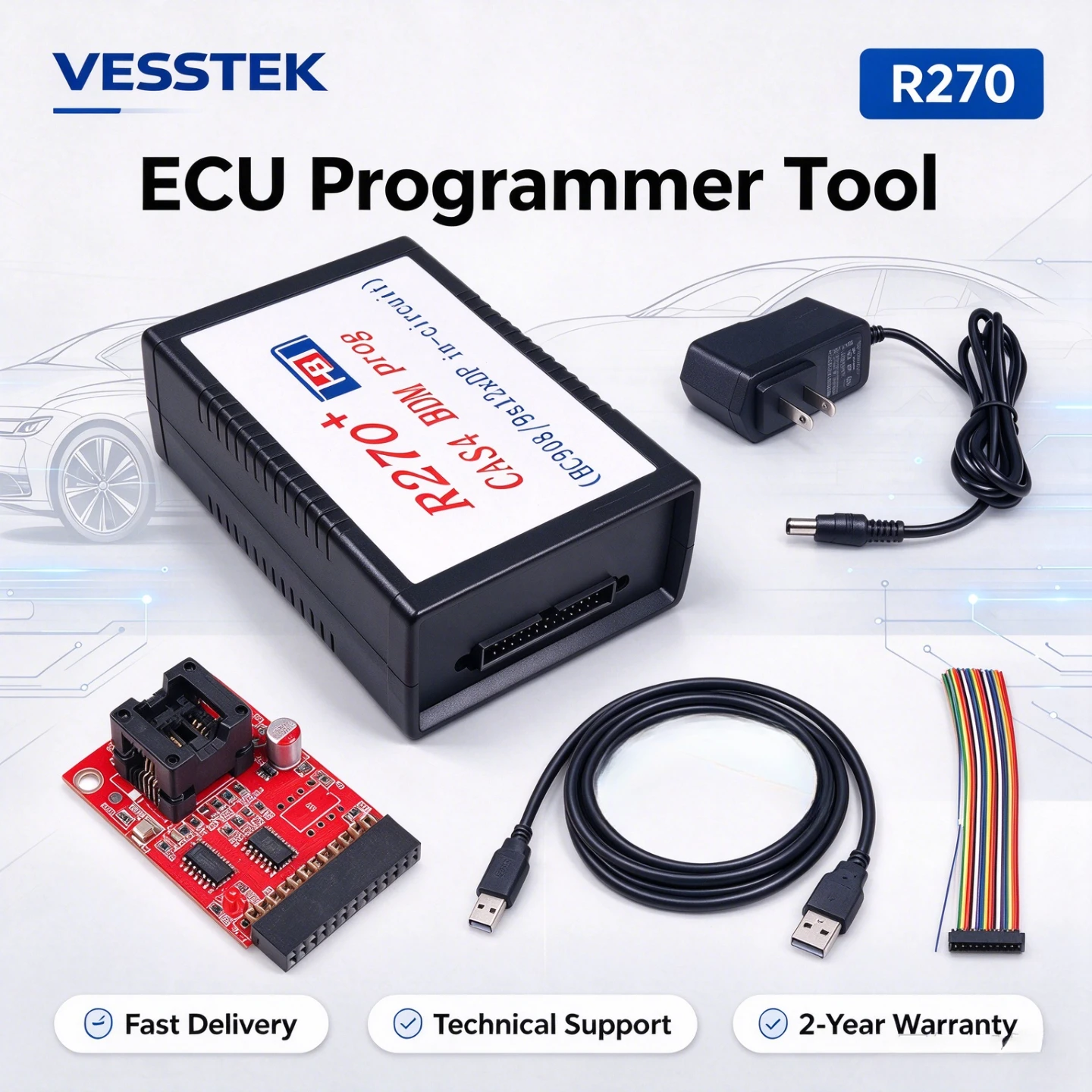 VESSTEK Newest R270+ CAS4 BDM Prog Auto Programming R270 V1.20 For Professional AK90 Auto Key Programmer Car Diagnostic