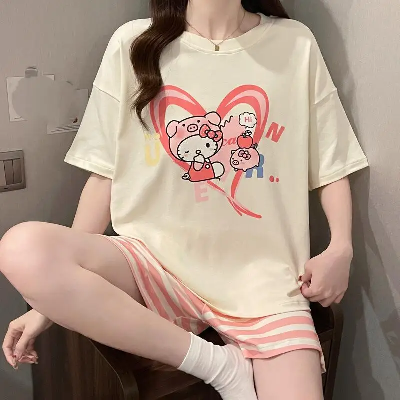

Cartoon Anime Women's New Summer Home Clothes Sweet Cute Youth Short Sleeved Shorts Pajamas Student Comfortable Breathable Set