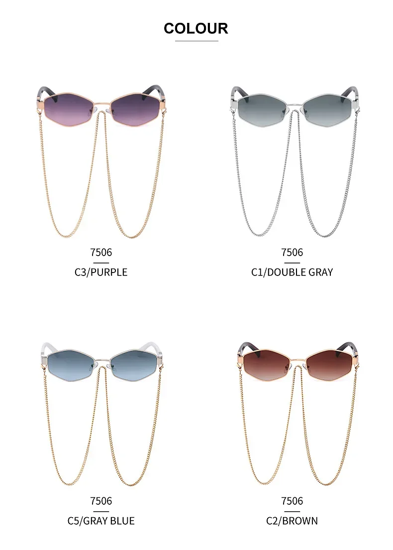 Vintage Sunglasses Women with Chain Small Frame Sun Glasses for Ladies 2022 Trendy Luxury Brand Designer Eyewear UV400