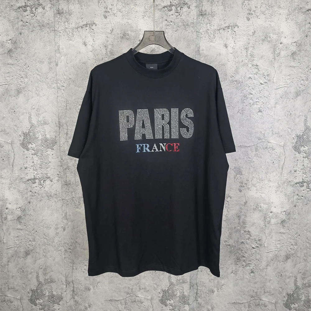 

High Quality Summer T shirt Luxury Brand Paris France Diamond Logo T shirts Men Women Hip Hop Streetwear Loose Tshirt Tees