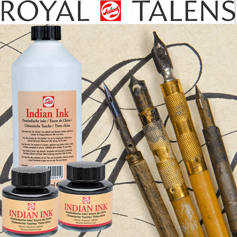 

Imported TALENS Indian Ink 30ml glass bottle dropper black light resistant waterproof painting ink calligraphy art supplier