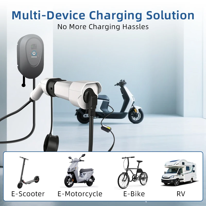 EVqiaoyi محول سيارة كهربائية من Type2 إلى مقبس شوكو (Schuko) : محول طاقة من Type2 إلى 220 فولت، مقبس ذكور للتشحيم منخفض للمحطات الشحنات стандарта IEC 62196-2 #4