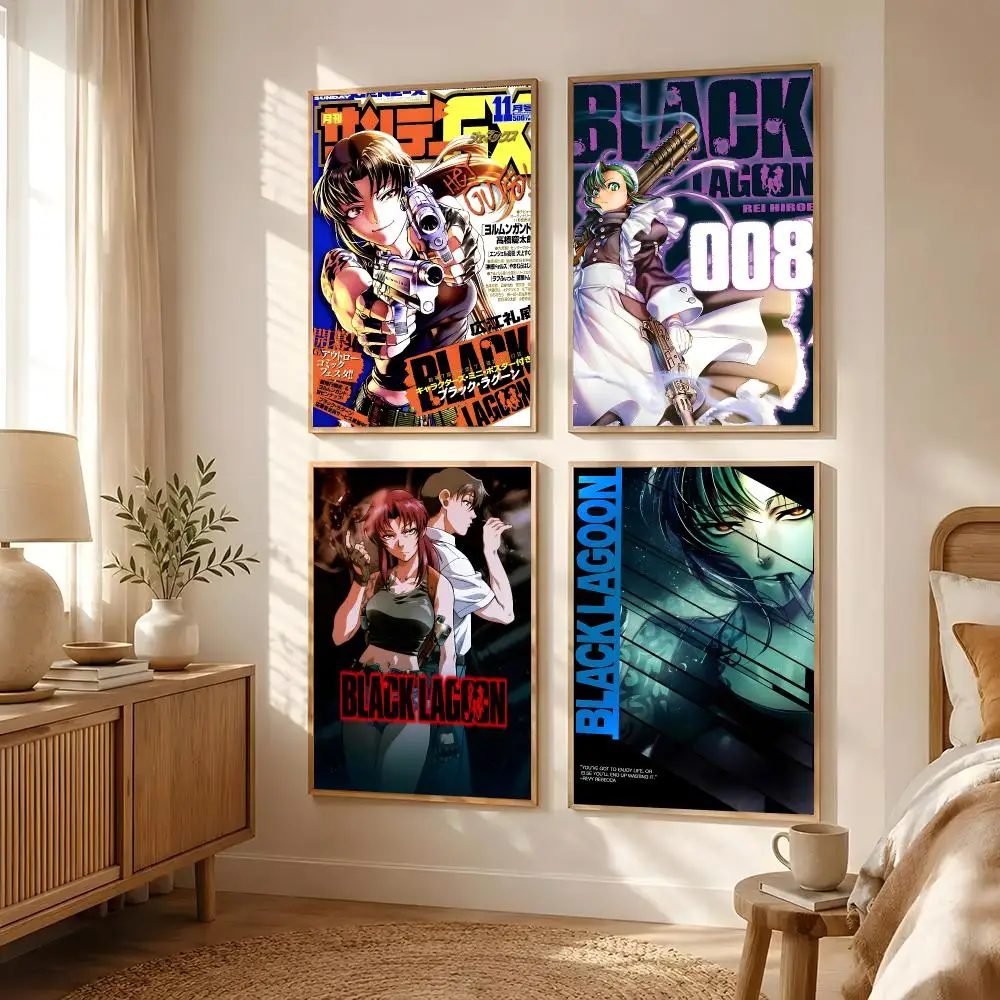 Anime Black Lagoon Poster Poster Self-adhesive Art Waterproof Paper Sticker Coffee House Bar Room Wall Decor