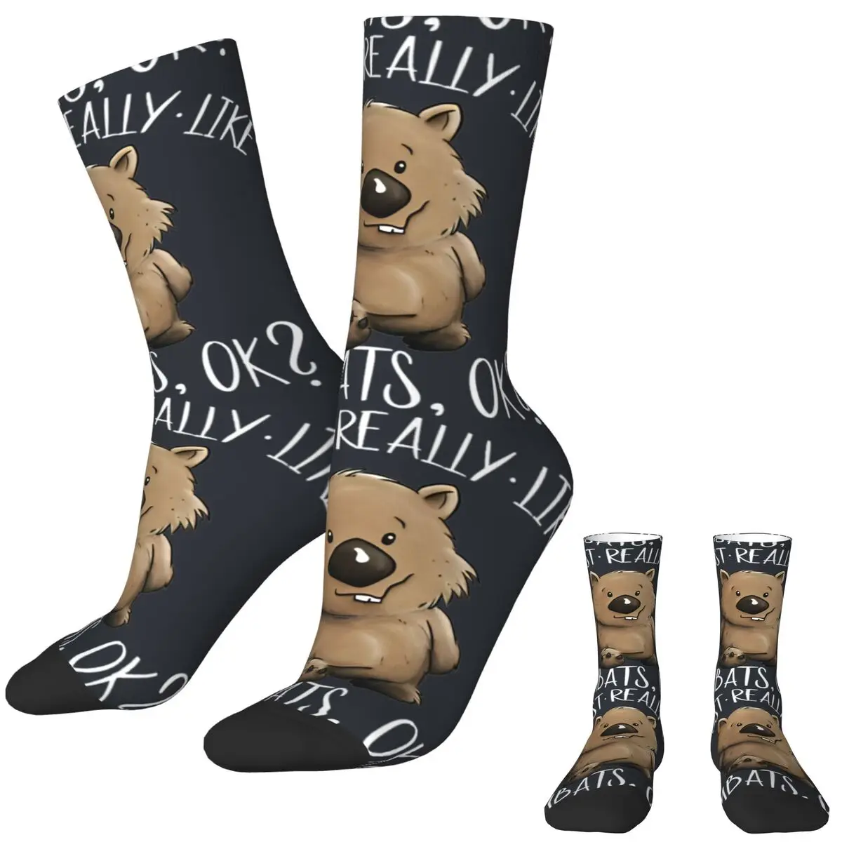 Australian Wombat Doodle Logo Socks Casual Stockings Spring Anti Bacterial Men Socks Soft Breathable Custom Cycling Socks