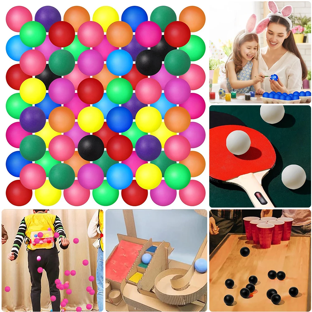 

50 Pcs Table Tennis Balls Washable 40mm Plastic Balls Multi Colored Balls for Beer Party Decoration Competitive Games