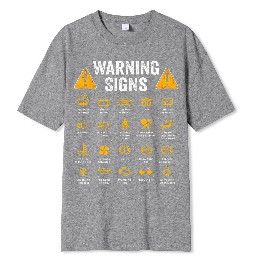 Funny Driving Warning Signs 101 Auto Mechanic Gift Driver T-Shirt Oversized Casual T Shirt Cotton Mens Tops Tees Cotton 64081