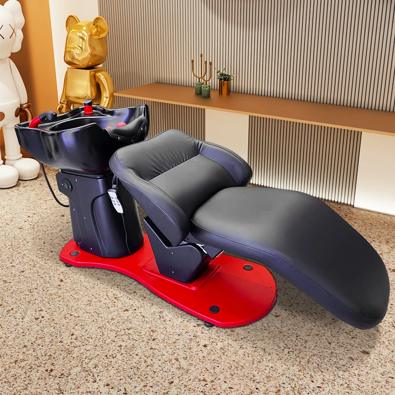Electric liftable barber shop shampoo bed hair salon special high-grade ceramic basin hair salon half lying flush bed Xinze