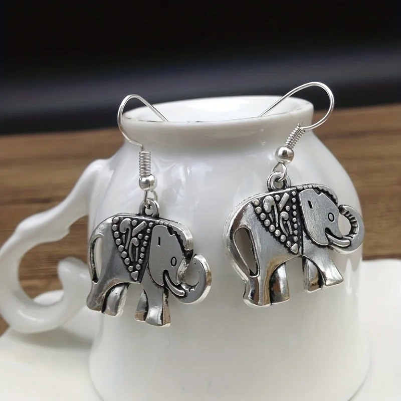 1 Pair of Earrings 1 Necklace Cute Elephant Pattern Match Daily Outfits Party Accessory Dainty Birthday Chrismas Gift For Women