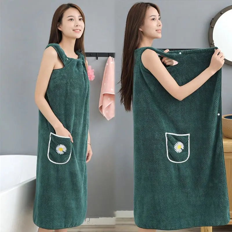 Bath Towel Household Women Wearable Wrap Adults Absorb Water Pure Cotton Dry Hair Skirt Long Style Bathroom Washable Bathrobe