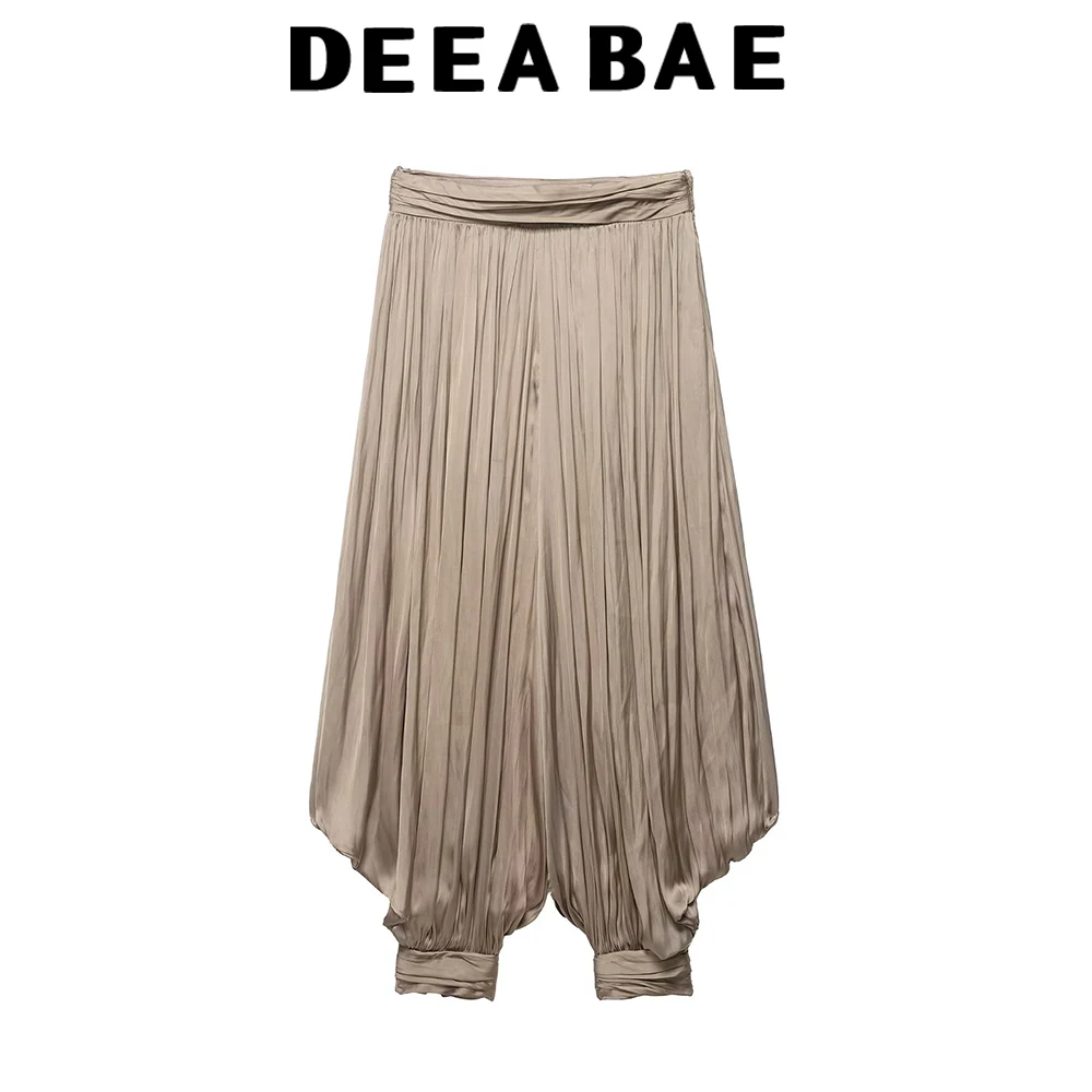DEEABAE 2026 Frühjahr/Sommer Neue Damenbekleidung Retro Lässige Schlankmachende Mid-Waist Faltenhose mit weitem Bein