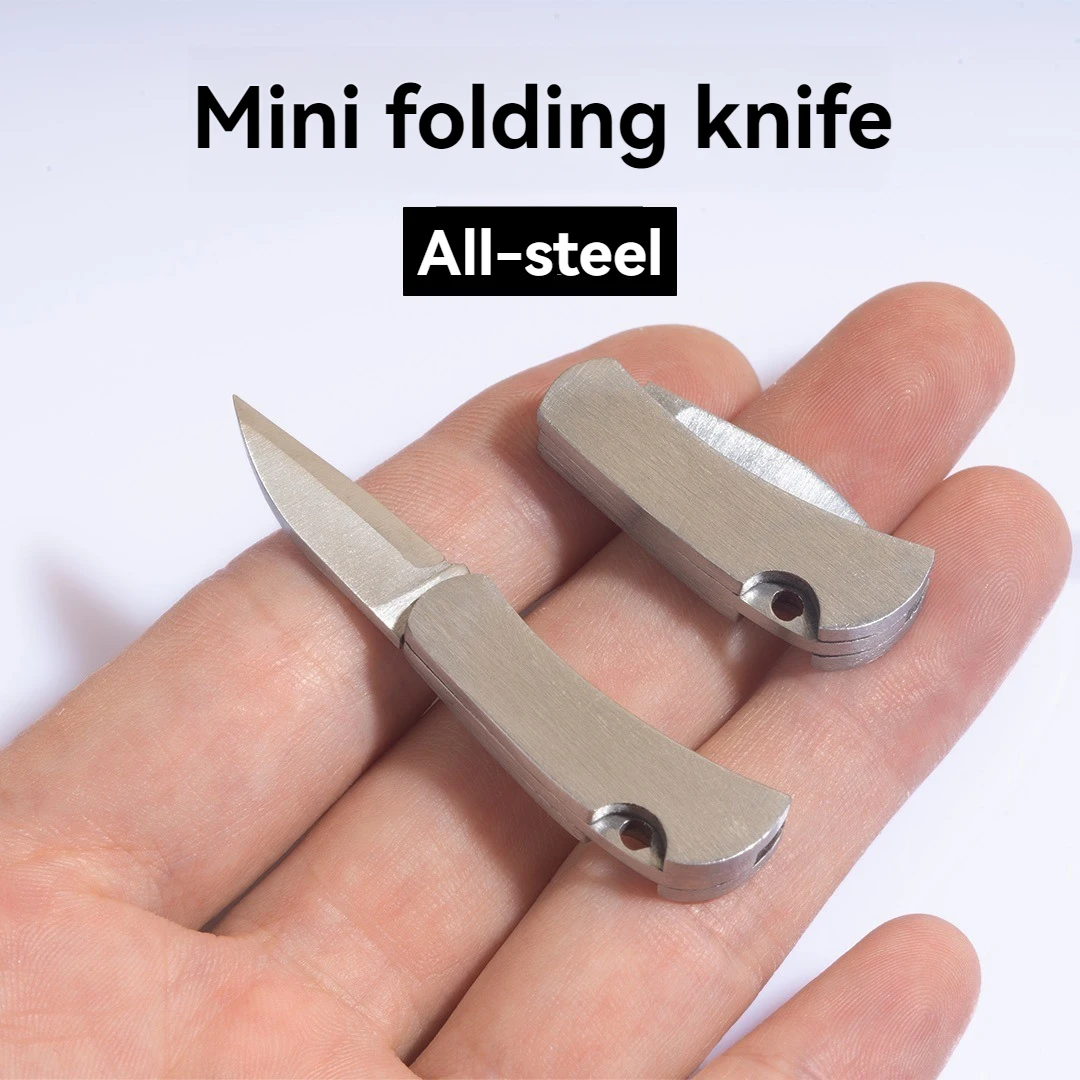 Ultra mini all steel folding knife, portable keychain, folding knife, unpacking courier artifact, outdoor escape tool