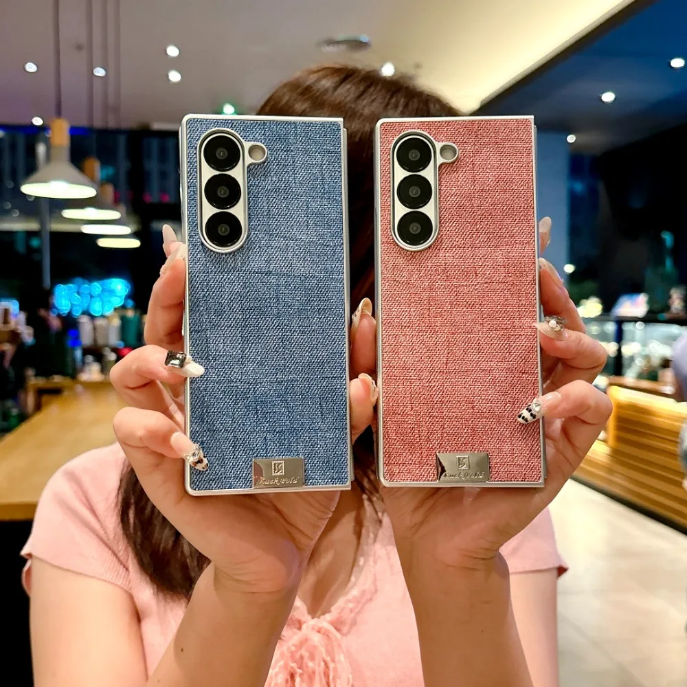 Высококачественный деловой кожаный чехол с серебряной каймой для Samsung Galaxy Z Fold 7, 6, 5, 4, 3, противоударный защитный чехол