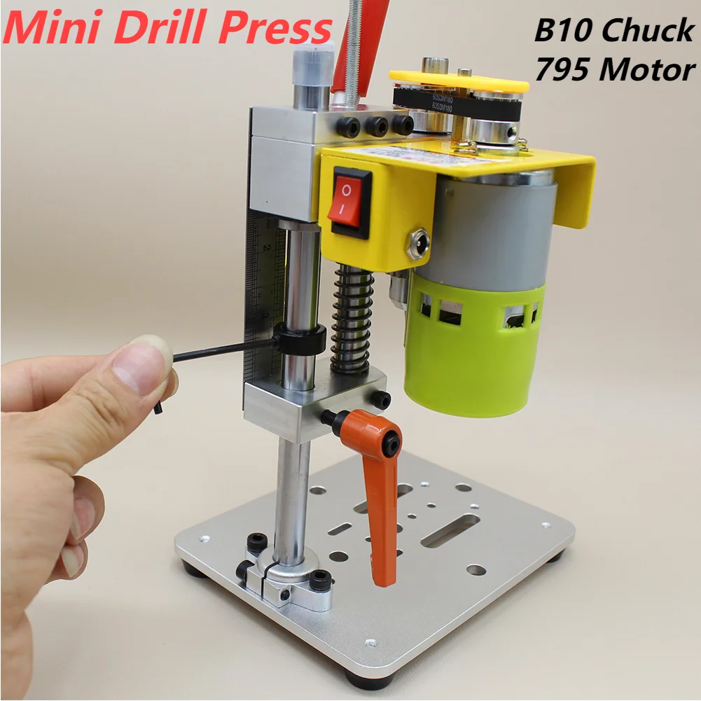 Mini Drill Press B10 Chuck Precision CNC Table Drilling Machine Mini Bench Drill Machine 795 Motor Metal Wooden Jade Crafts Tool