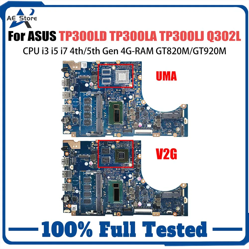 TP300LD Mainboard For Asus TP300L TP300LA TP300LJ Q302L Q302LA Laptop Motherboard CPU i3 i5 i7 4th/5th Gen 4GB-RAM GT820M/GT920M