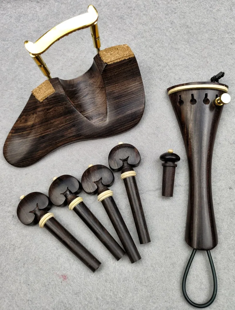 1 Set Baroque Violin Fittings Parts,4/4 Size Chin Rest Brecket Tailpiece Gut Pegs Endpin Cork,Fiddle Violin Accessory