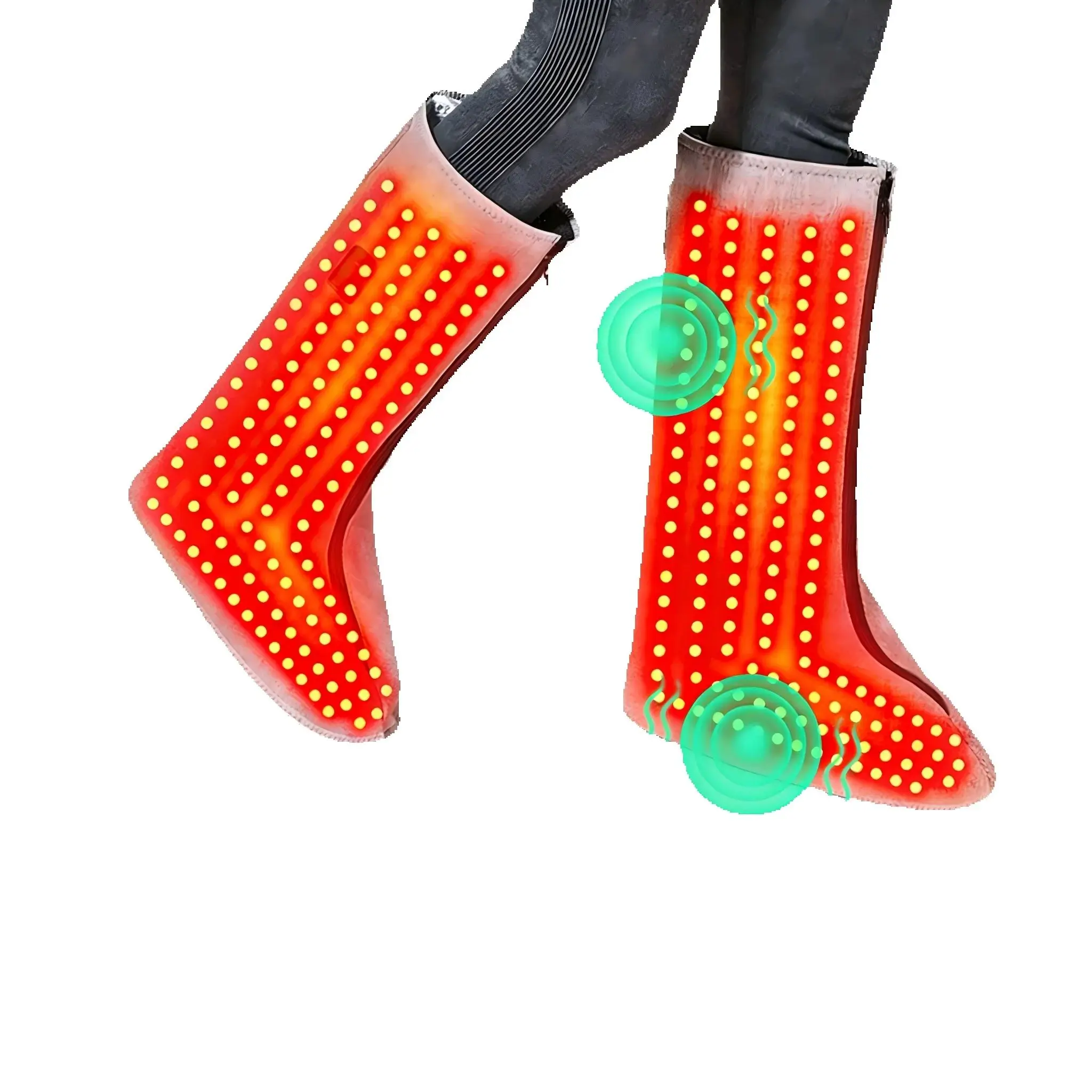 

Теплые ботинки для ног с красным светом/комнатная обувь - вибрационный массажер, нагревательная терапия, снимает усталость, дискомфорт, 3-уровневый таймер, семейное использование