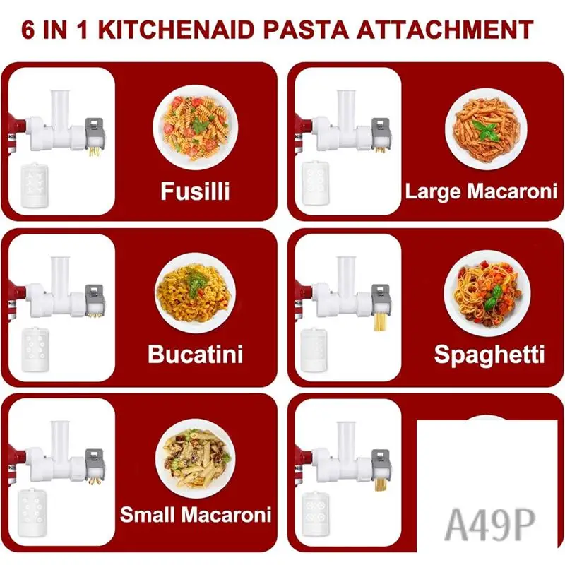 

Насадка для макарон P4-6 в 1, для миксеров Kitchenaid, набор насадок для макаронных изделий с 6 различными формами, макароны