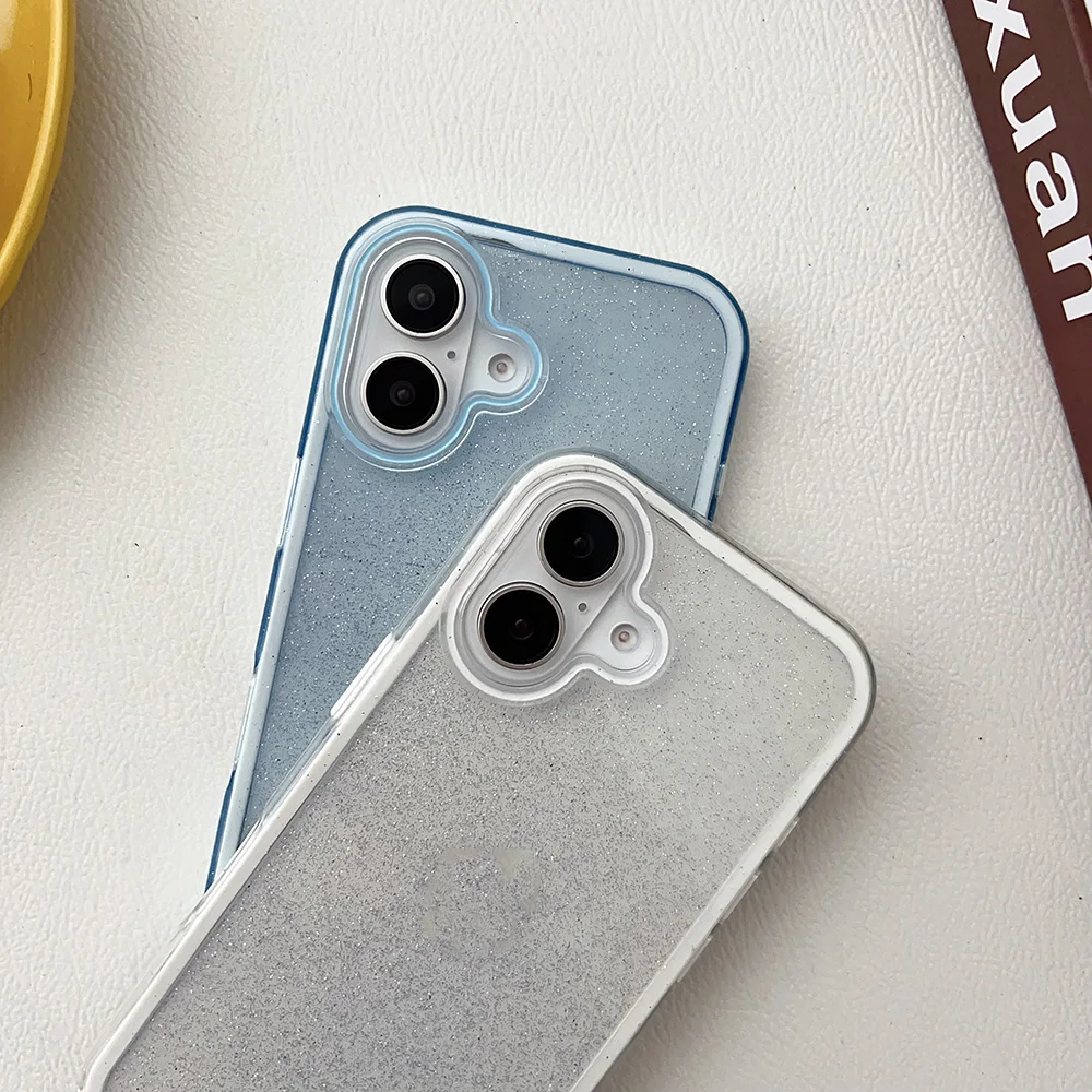 Ins الكورية بريق غطاء 3 في 1 للصدمات آيفون 17 16 15 14 زائد 13 12 برو ماكس آيفون 11 حافظة واضحة لينة الوفير الجلد فوندا