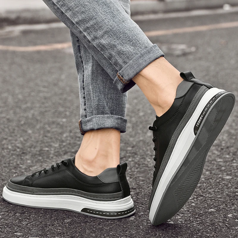 Men Autumn New Breathable Leather Shoe Comfortable Casual Men Shoes Light Shoe Outdoor Fashion Men Flats image 5