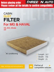 For MG HS HS PLUG-IN 1.5 2.0 MG RX5 1.5 2.0 Activated Carbon Air Cabin Filter CUK21022 10170262 MK9581P