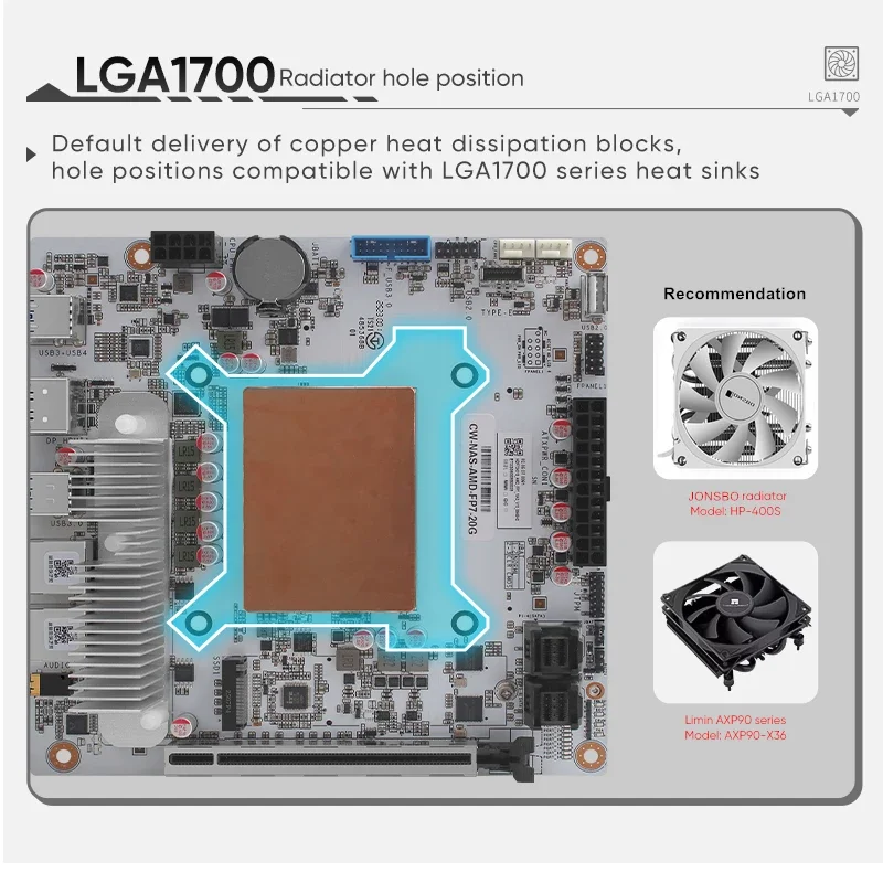 Mini ITX NAS Motherboard, AMD Ryzen 7 8845HS, 8-Bay, 2x10G LAN, USB4, 2xNVMe PCIe x16, 2xDDR5, Firewall Home NAS DIY Mainboard