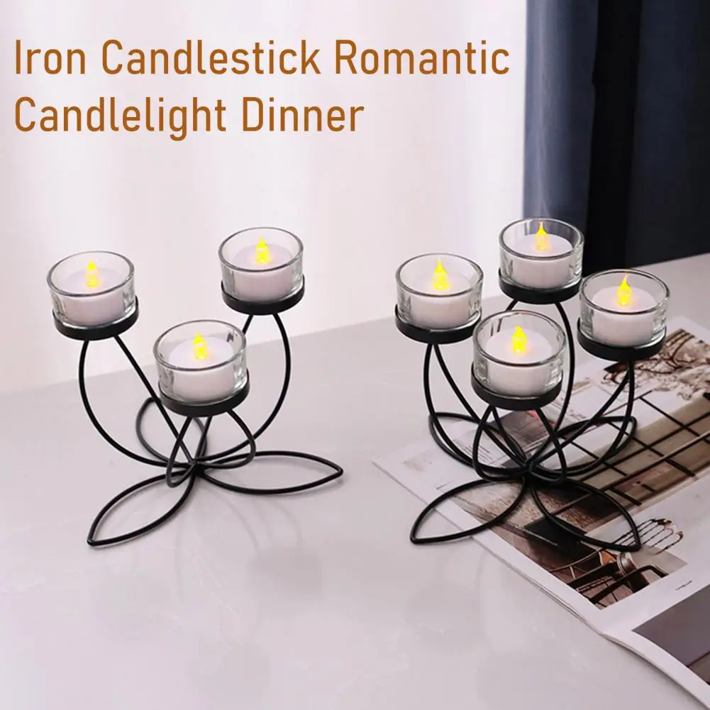 1/3/4/5-Candle Iron Candle Holder Decorative Tabletop Candlestick Holder Stand for Wedding Event Mantel Kitchen Dining Table Dec