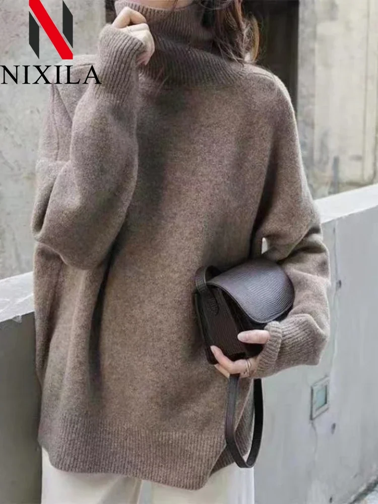 Neu im Herbst Winter Kint Damenpullover Rollkragen Langarm Tops Basic Casual Loose Jumper Outwear Pullover für Damen