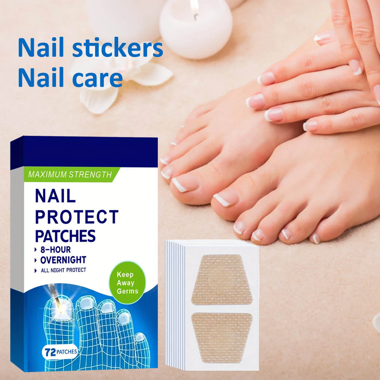 72pcs Toenail Repair Patches Repairing Damaged Nails Patches for Toenail Fingernail Nail Repair Solution