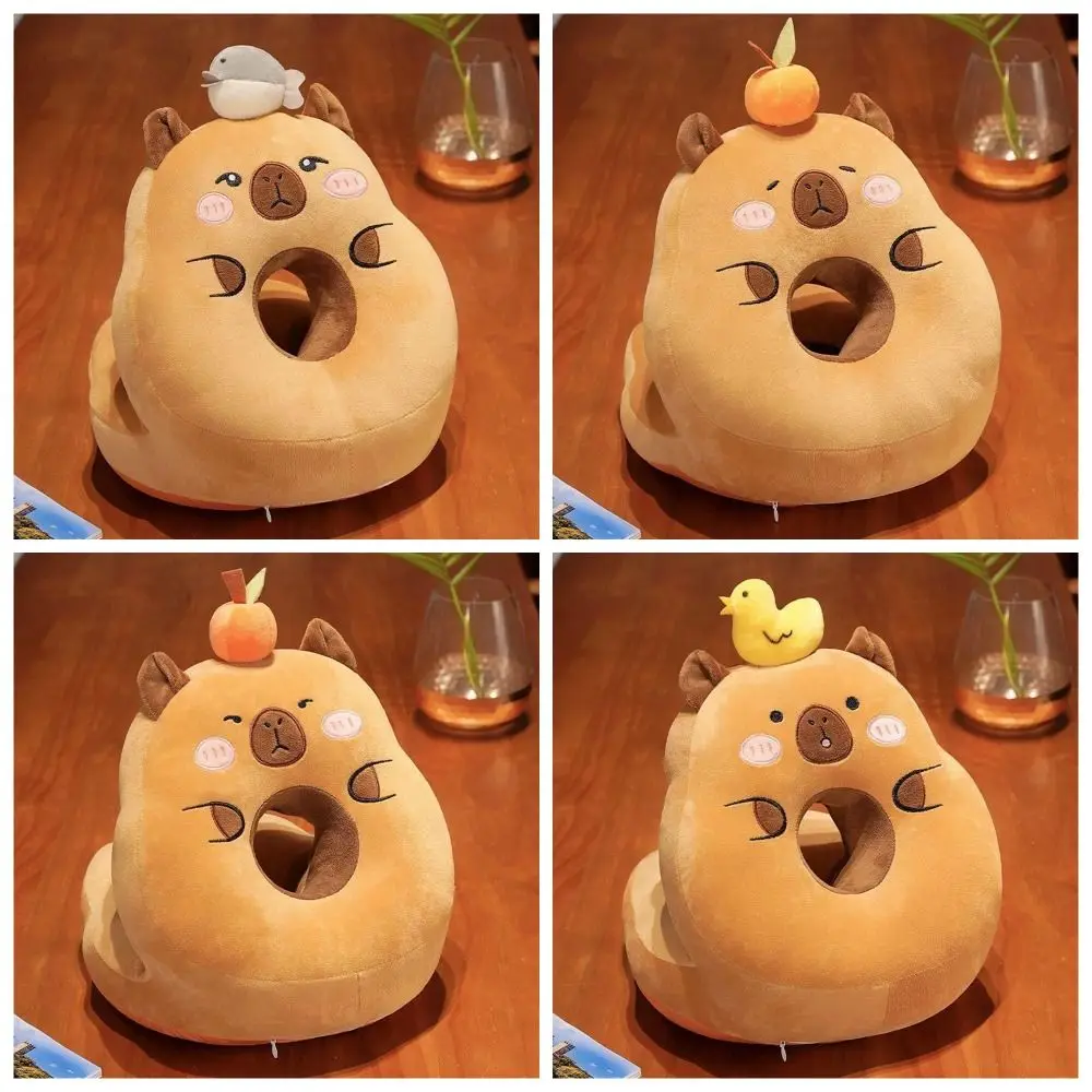 Double-sided Capybara Office Nap Pillow Plush&Ice Silk Keep Warm Hand Warmer Pillow Cartoon Hand Hold Capybara Neck Pillow