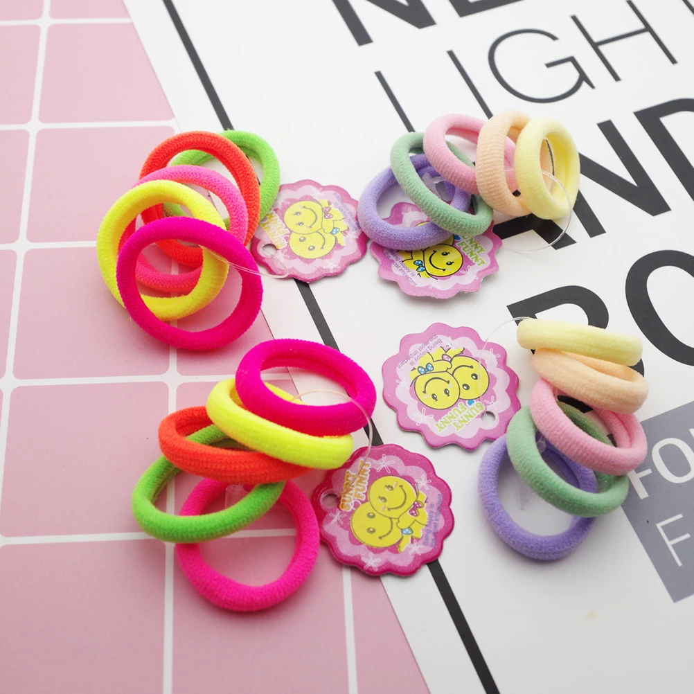 

20pcs Fluorescent Light Colors Diameter2 5cm Elastic Baby Girl Hair Ties Ponytail Holder Baby Girl Hair Accessories