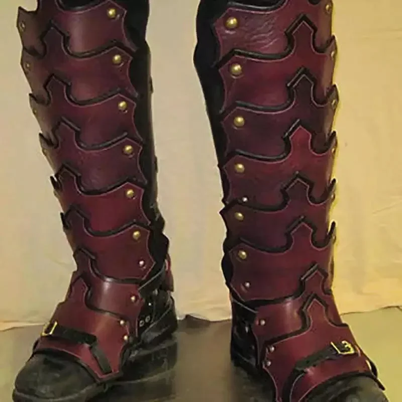 Botas de couro de PU para armadura medieval para homens, perna gótica, gótica, polainas, viking, cavaleiro, cosplay, sapato de cavaleiro, bota, capa para o carnaval, vestir