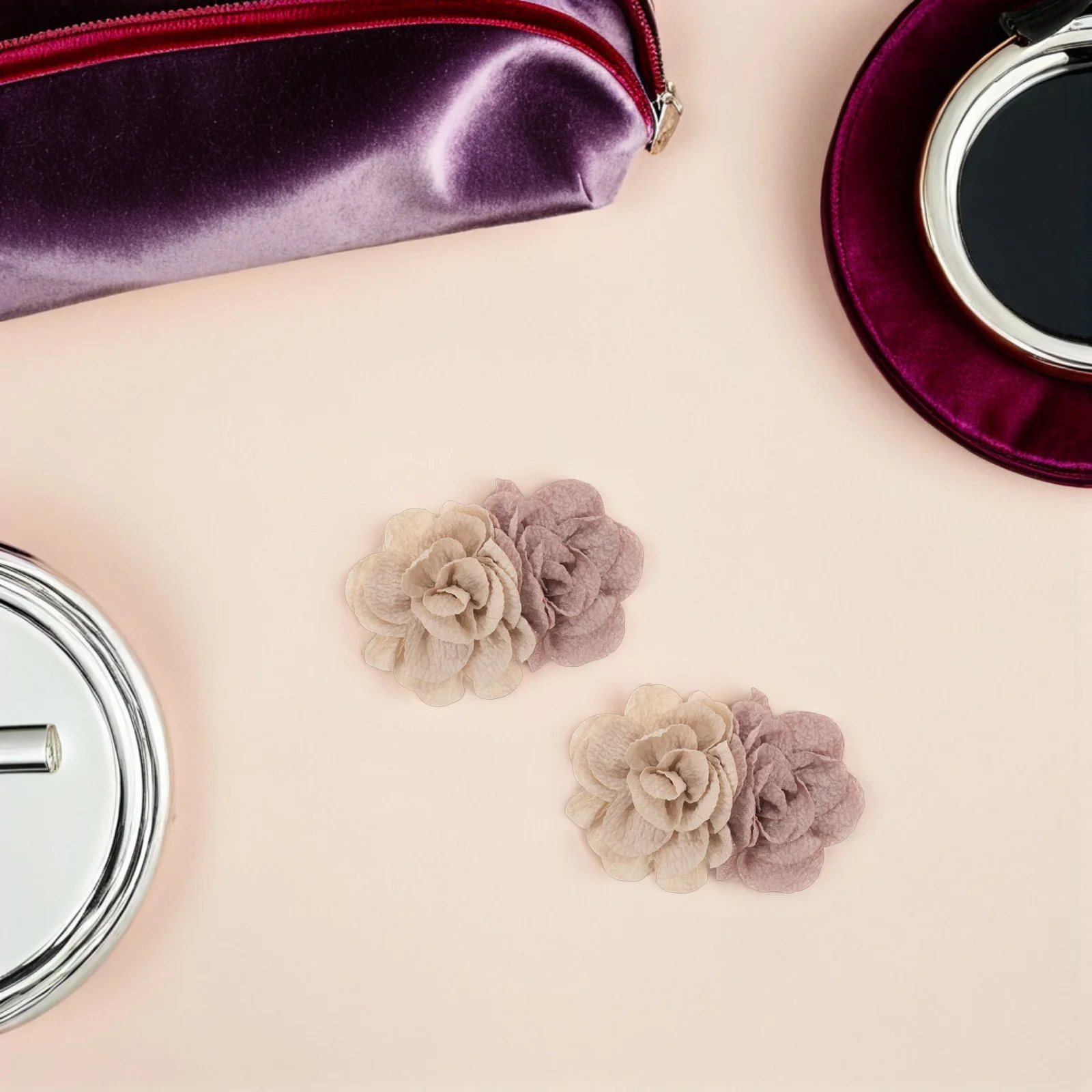 

1 Pair Flower Charms For Removable Chiffon Peony Flower Buckles Diy Shoe Hat Decor Handmade Fabric Applique - High Heel