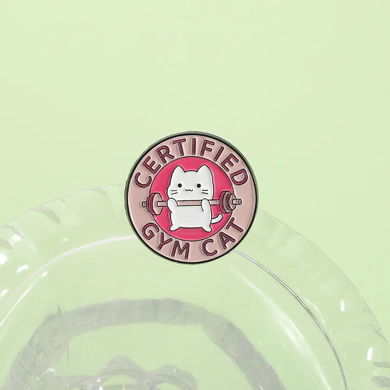 Pink Color Animal Badge Pins Brooch Certified Gym Cat Bit Booty Club Goose Enamel Corsage Lapel Pin Cosplay Accessory Collar Hat