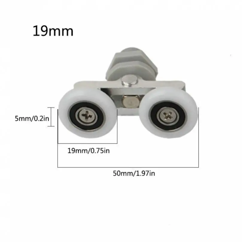 1pc 19 / 23 / 25 / 27mm Twin Wheels Shower Door Roller for Shower Room / Glass Door with 180 Degree Swing, Runner Wheels