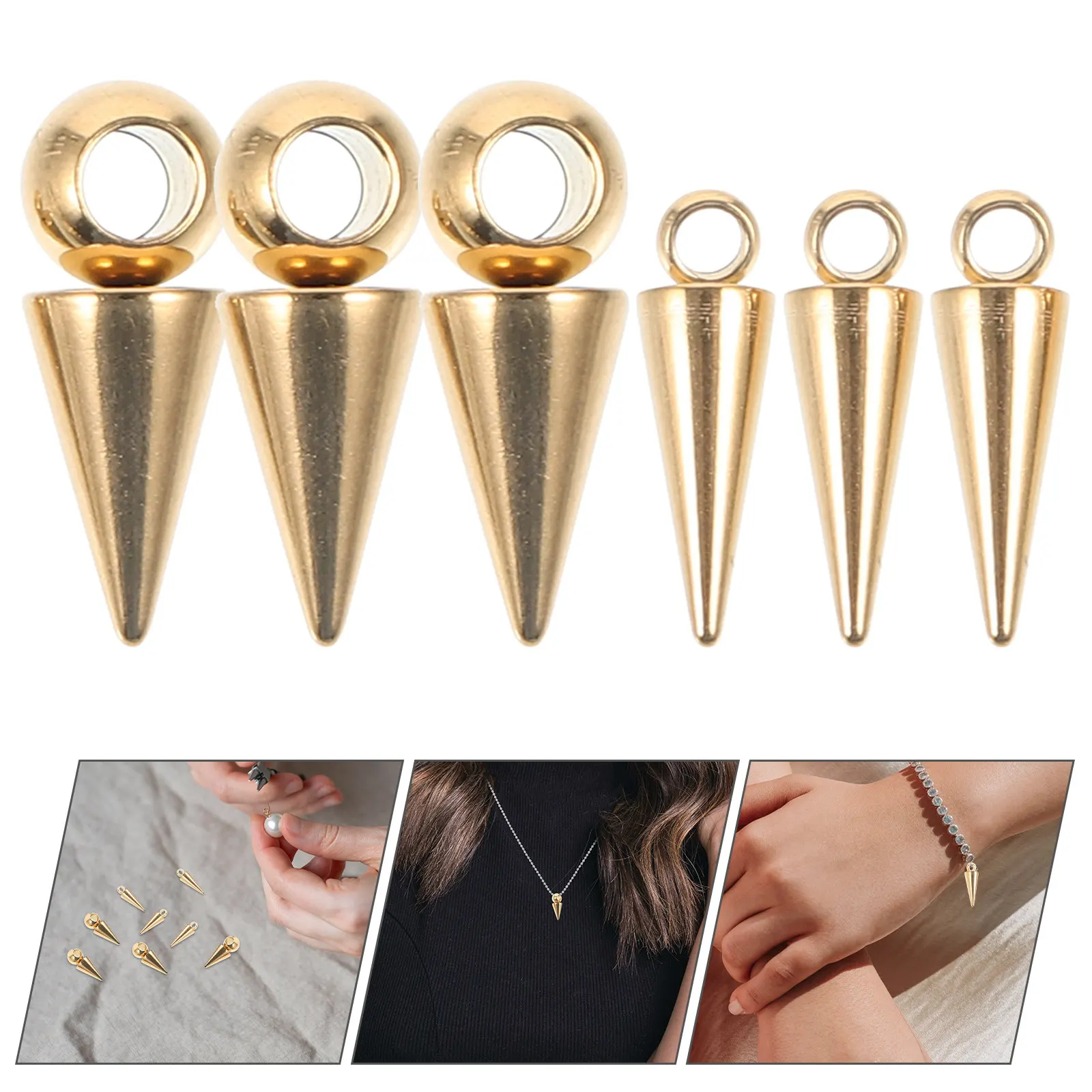 

20Pcs Metal Cone Charms Stainless Steel Cone Pendant Charms for Necklace Bracelet Keychain DIY Jewelry Craft Decoration Gift