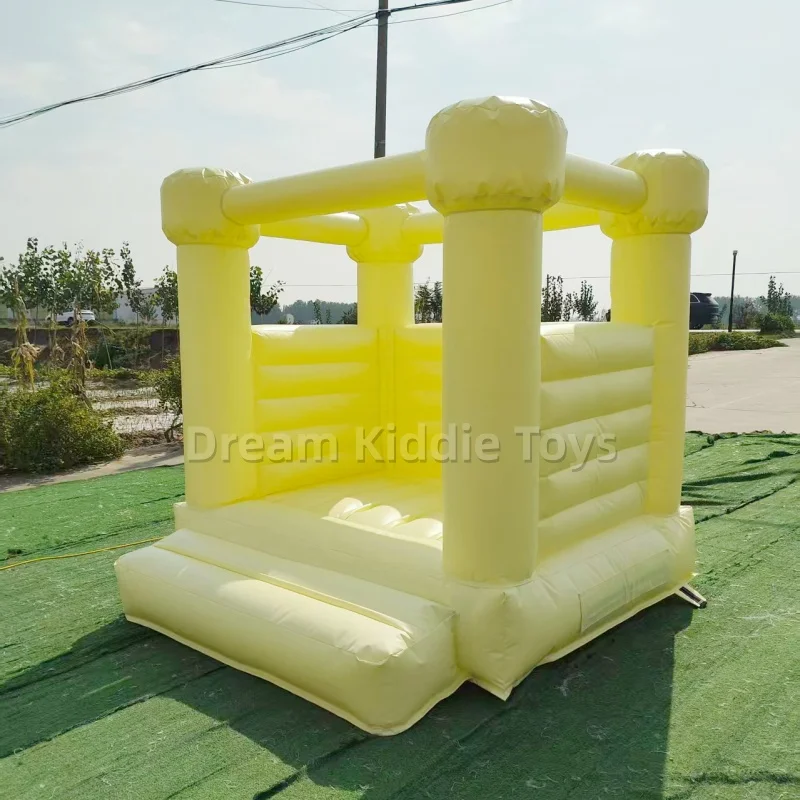 Pastel Yellow PVC Inflatable Castle Mini Bouncy House Jumping House for Kids Party