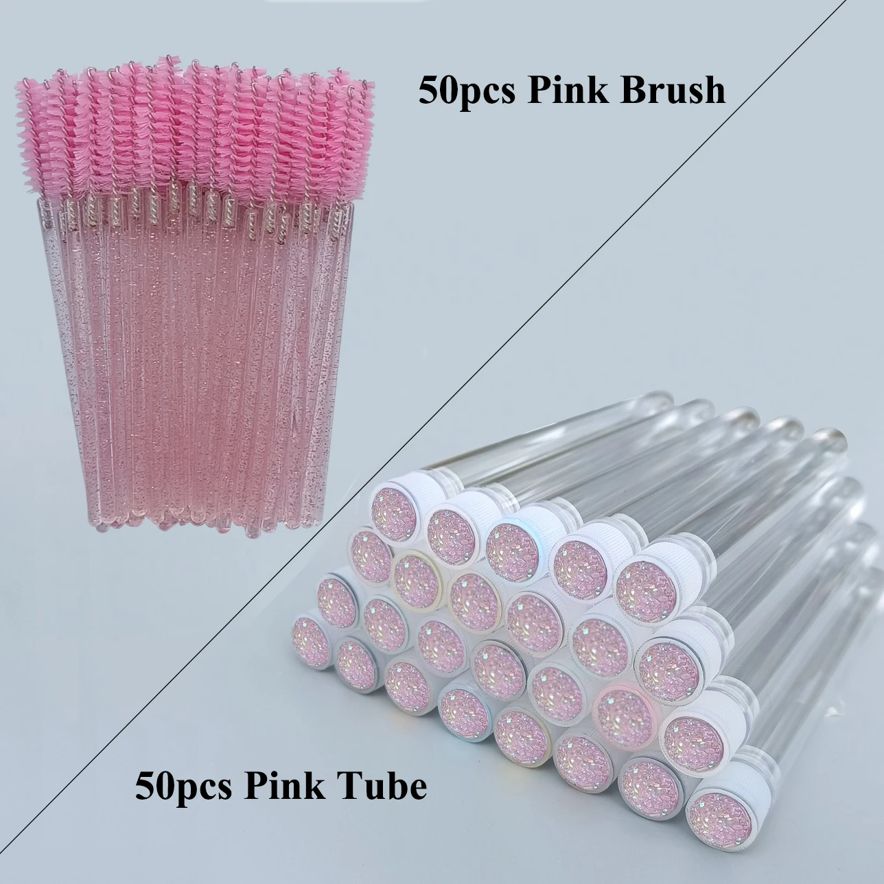 50 Stück wiederverwendbare Augenbrauenpinsel, Rohr, Wimpernbürste, Augenbrauenpinsel, austauschbar, staubdicht, funkelnder Diamant-Make-up-Pinsel